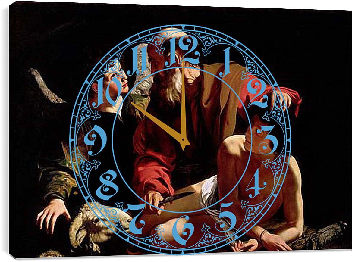 Часы картина - Sacrifice of Isaac. Микеланджело Караваджо
