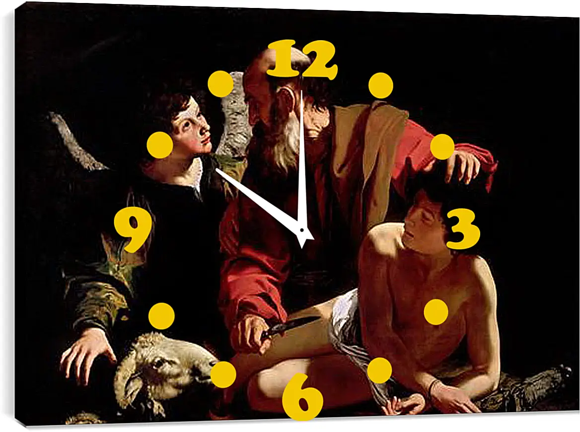Часы картина - Sacrifice of Isaac. Микеланджело Караваджо