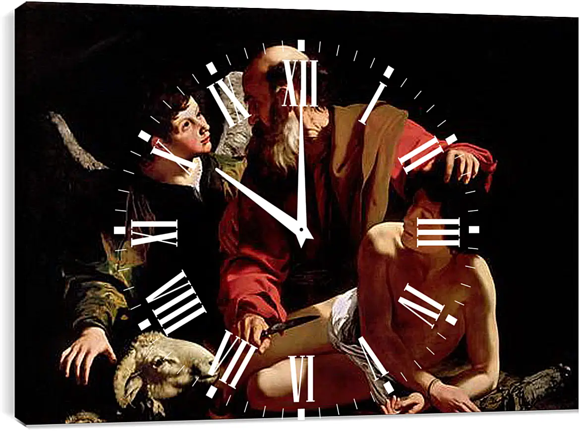 Часы картина - Sacrifice of Isaac. Микеланджело Караваджо