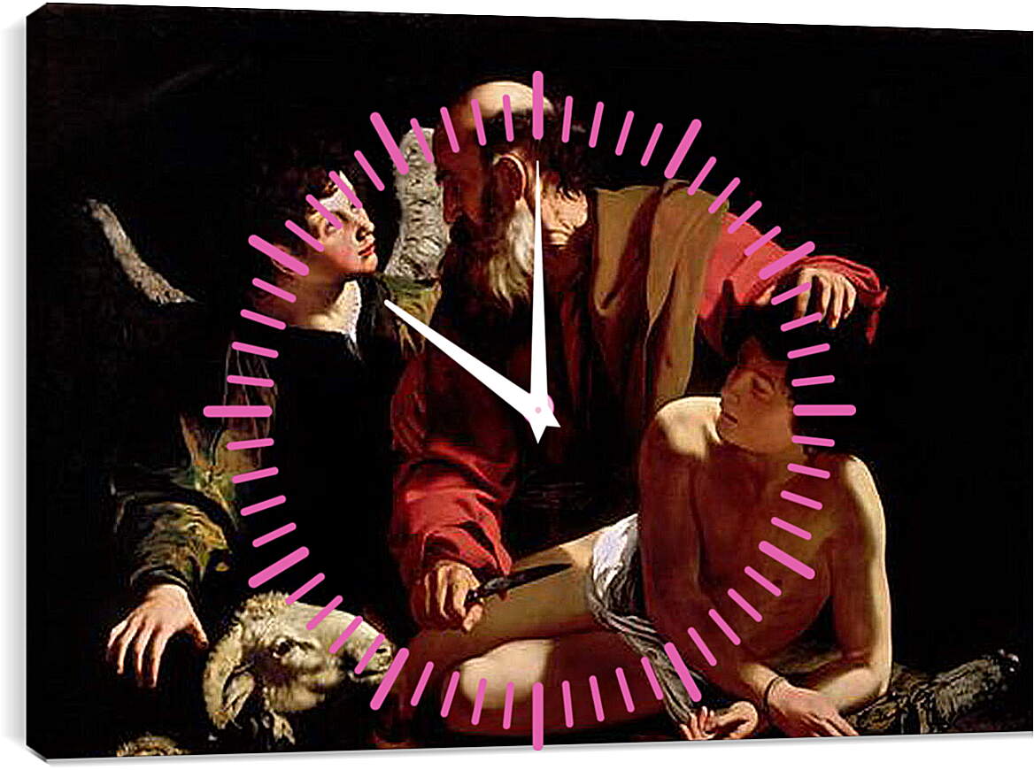 Часы картина - Sacrifice of Isaac. Микеланджело Караваджо
