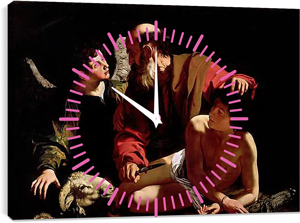 Часы картина - Sacrifice of Isaac. Микеланджело Караваджо