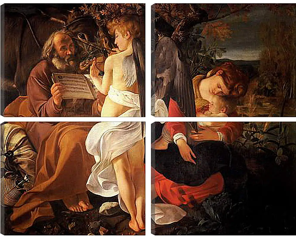Модульная картина - Rest on the Flight into Egypt. Микеланджело Караваджо