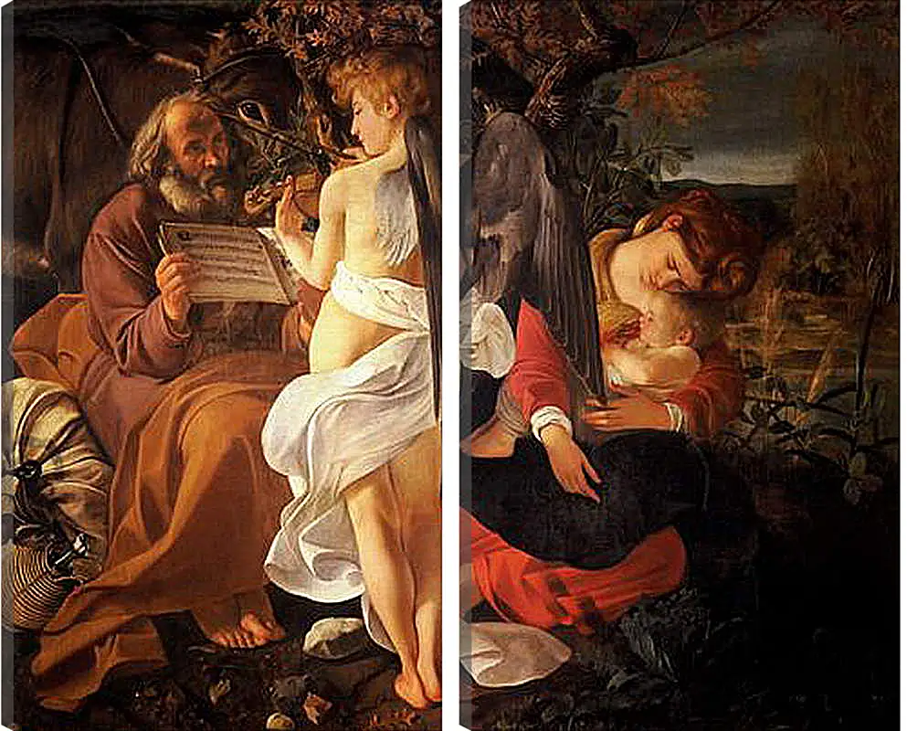 Модульная картина - Rest on the Flight into Egypt. Микеланджело Караваджо