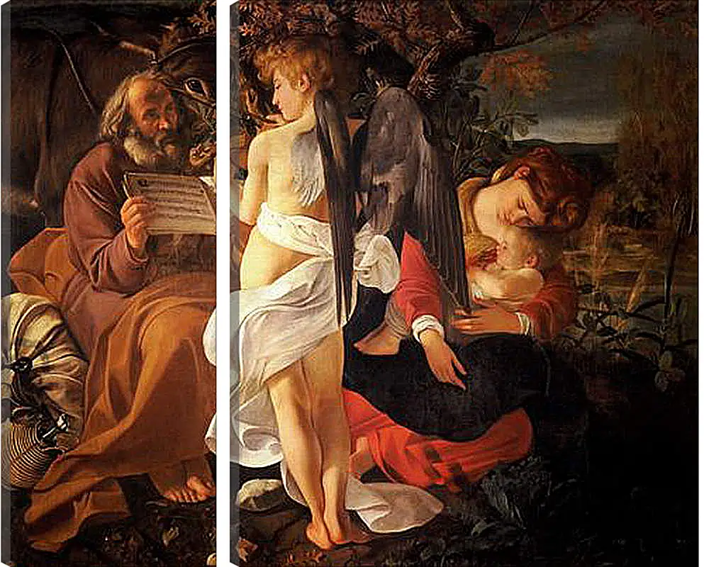 Модульная картина - Rest on the Flight into Egypt. Микеланджело Караваджо