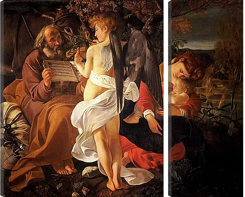 Модульная картина - Rest on the Flight into Egypt. Микеланджело Караваджо