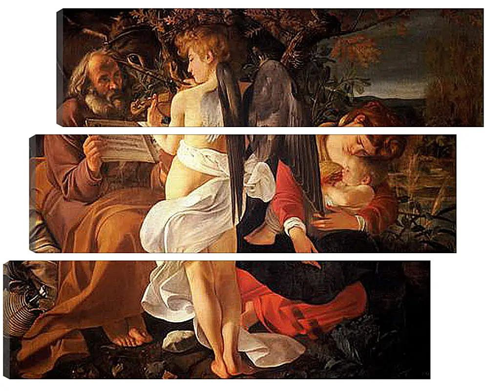 Модульная картина - Rest on the Flight into Egypt. Микеланджело Караваджо