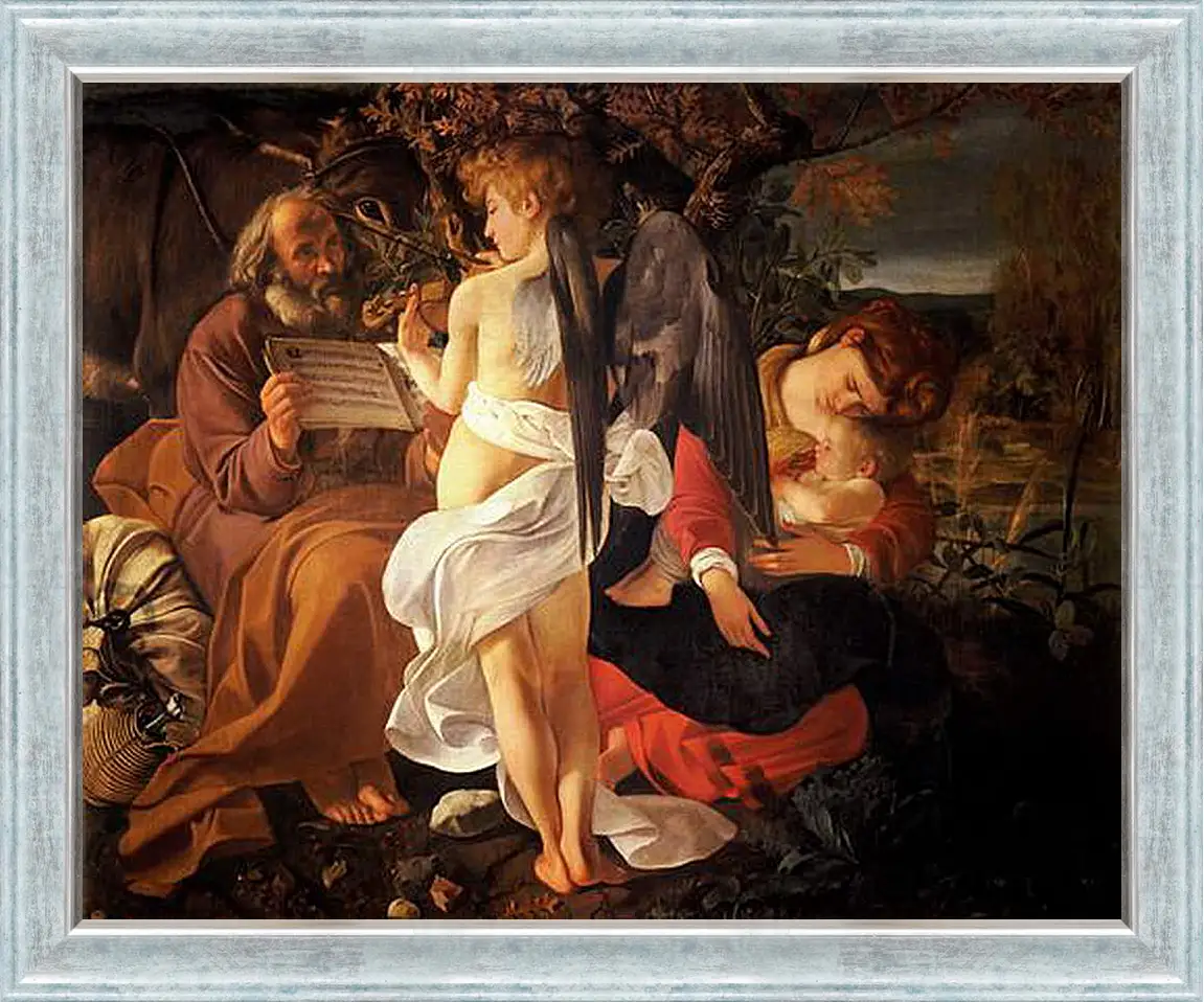 Картина в раме - Rest on the Flight into Egypt. Микеланджело Караваджо