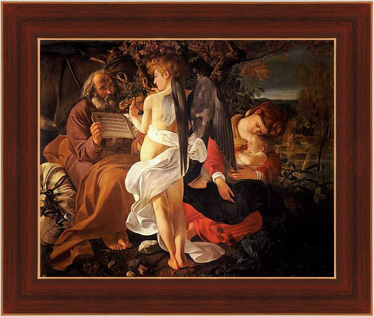 Картина в раме - Rest on the Flight into Egypt. Микеланджело Караваджо