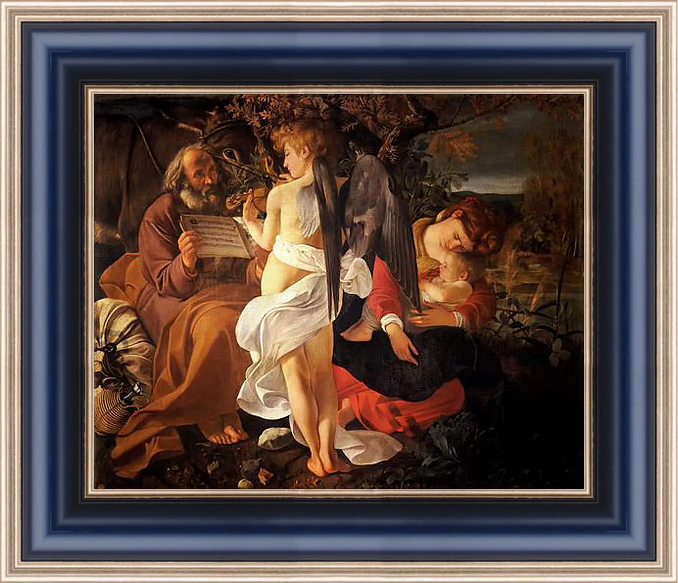 Картина в раме - Rest on the Flight into Egypt. Микеланджело Караваджо