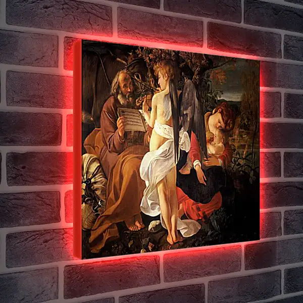 Лайтбокс световая панель - Rest on the Flight into Egypt. Микеланджело Караваджо