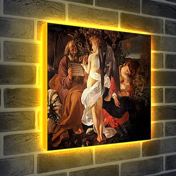 Лайтбокс световая панель - Rest on the Flight into Egypt. Микеланджело Караваджо