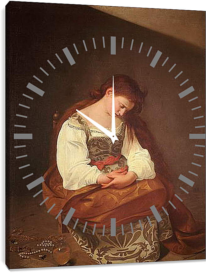 Часы картина - Penitent Magdalene. Микеланджело Караваджо
