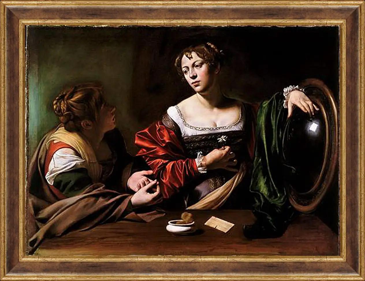 Картина в раме - Martha and Mary Magdalene. Микеланджело Караваджо