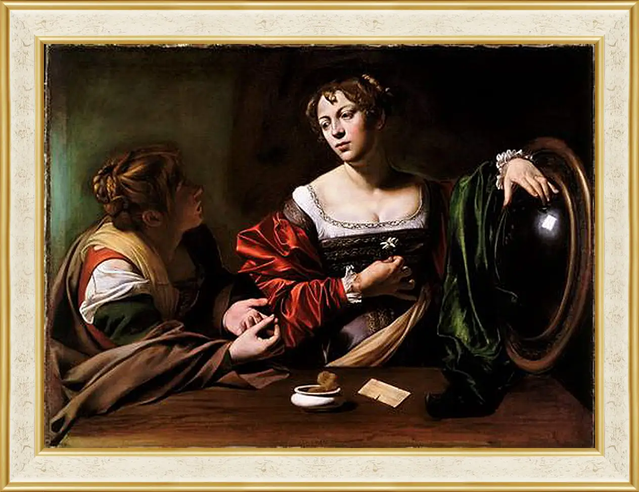 Картина в раме - Martha and Mary Magdalene. Микеланджело Караваджо