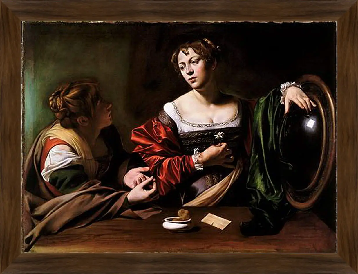 Картина в раме - Martha and Mary Magdalene. Микеланджело Караваджо
