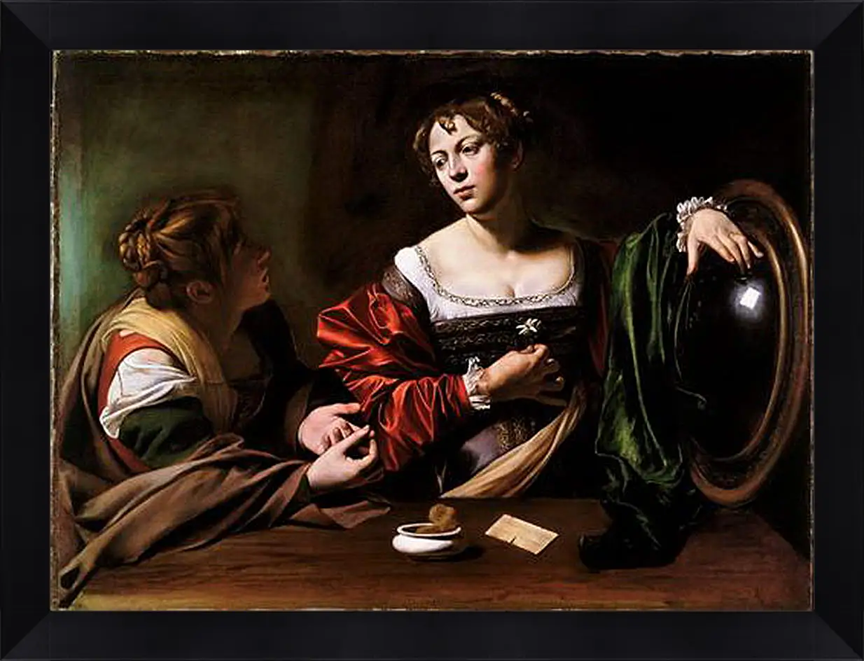 Картина в раме - Martha and Mary Magdalene. Микеланджело Караваджо