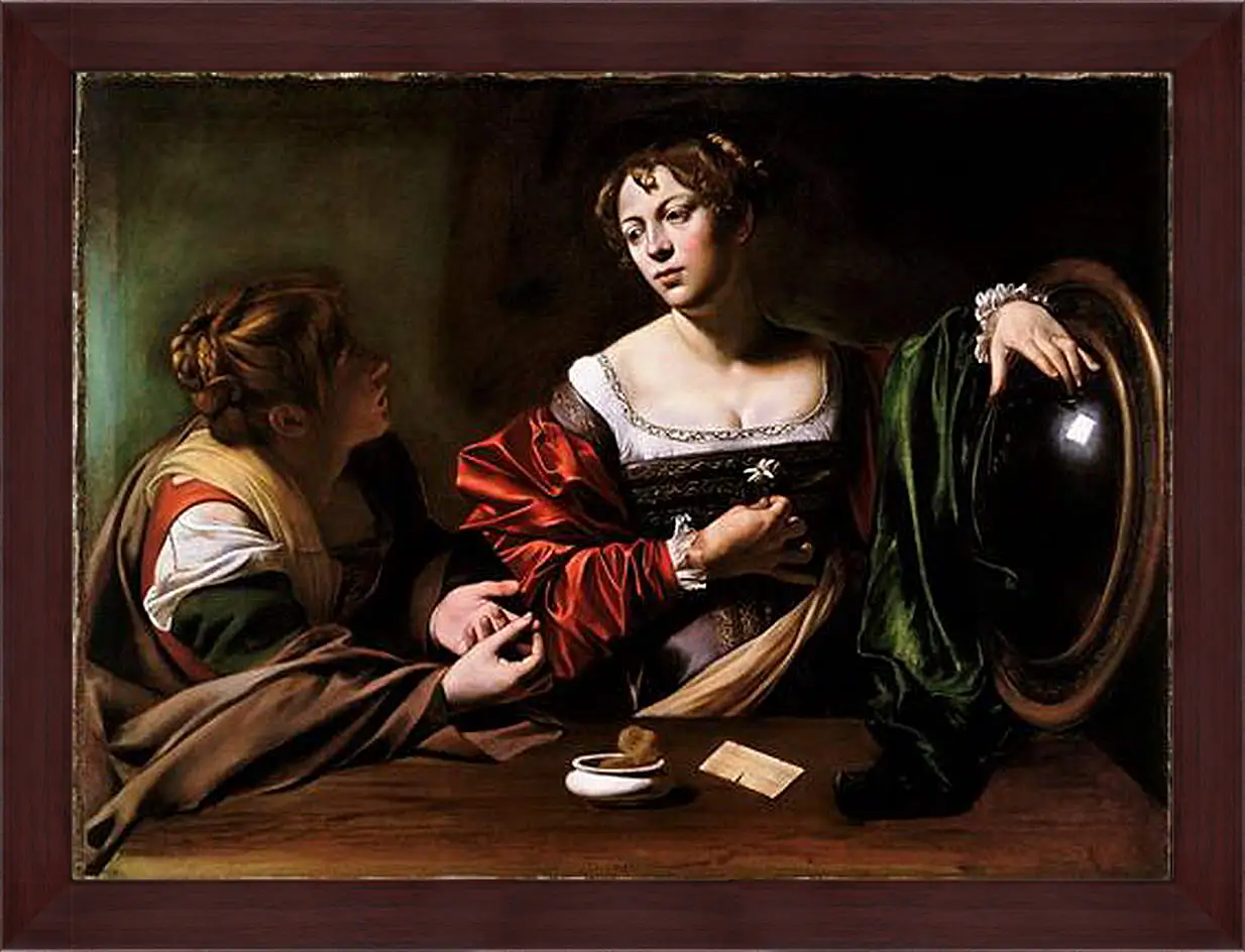 Картина в раме - Martha and Mary Magdalene. Микеланджело Караваджо