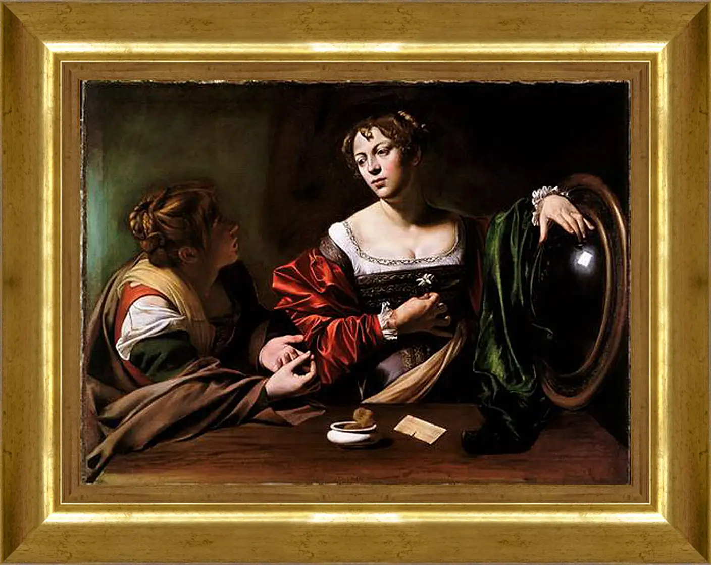 Картина в раме - Martha and Mary Magdalene. Микеланджело Караваджо