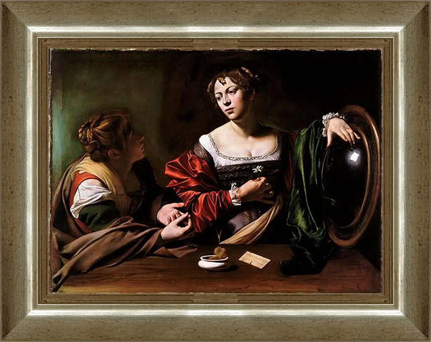 Картина в раме - Martha and Mary Magdalene. Микеланджело Караваджо