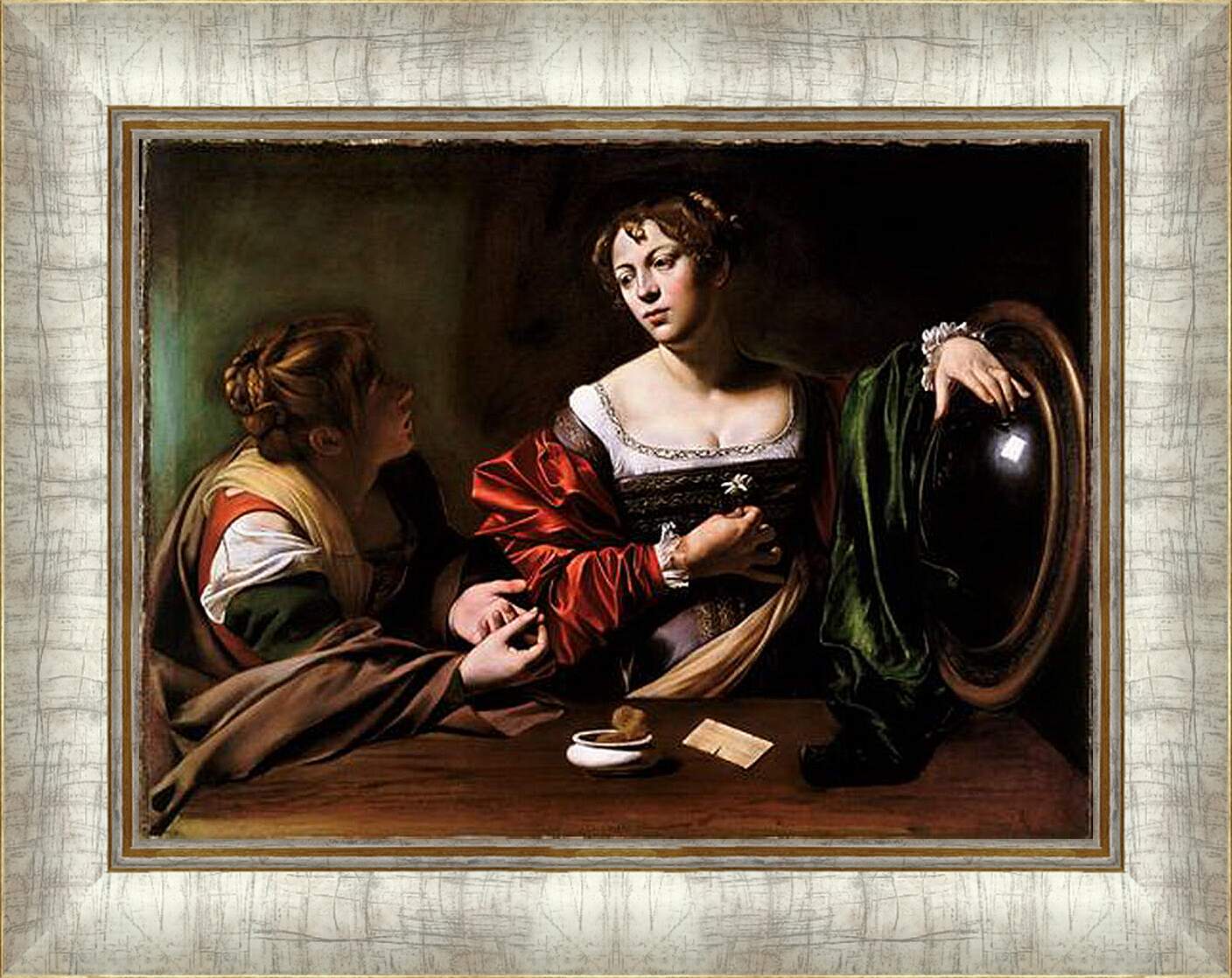 Картина в раме - Martha and Mary Magdalene. Микеланджело Караваджо
