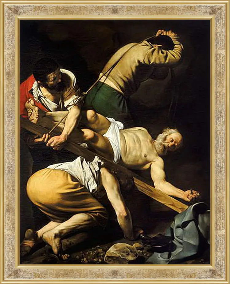 Картина в раме - Crucifixion of Saint Peter. Микеланджело Караваджо
