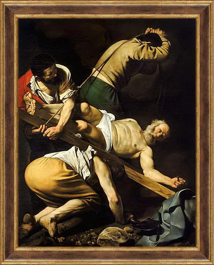 Картина в раме - Crucifixion of Saint Peter. Микеланджело Караваджо
