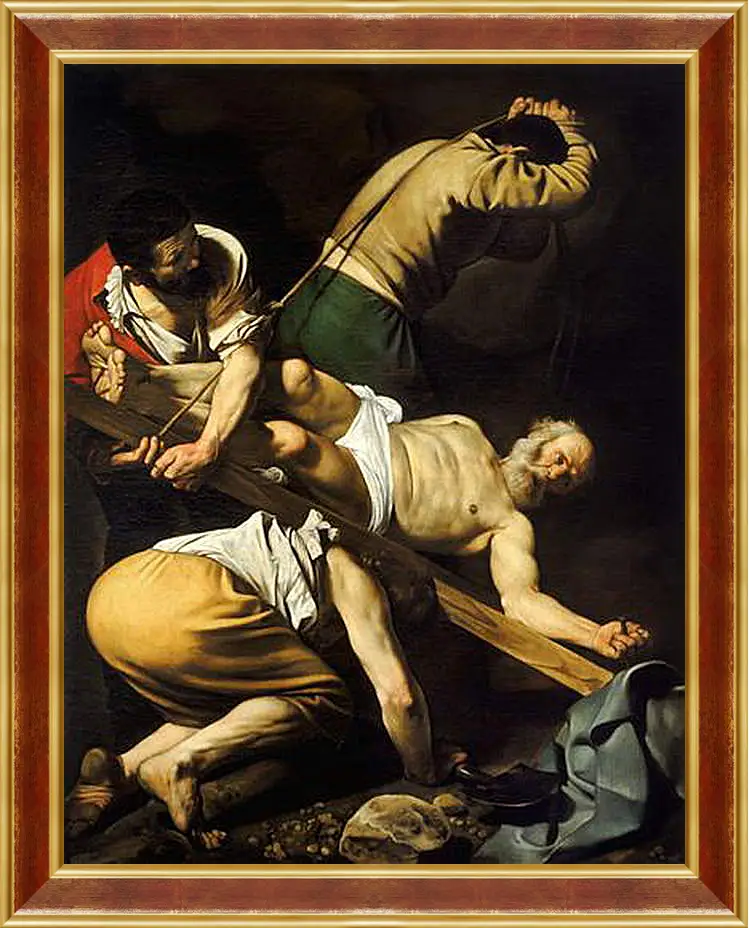 Картина в раме - Crucifixion of Saint Peter. Микеланджело Караваджо
