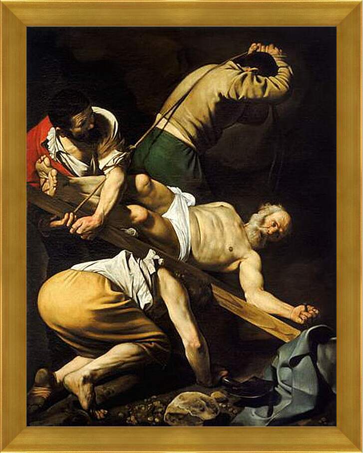 Картина в раме - Crucifixion of Saint Peter. Микеланджело Караваджо
