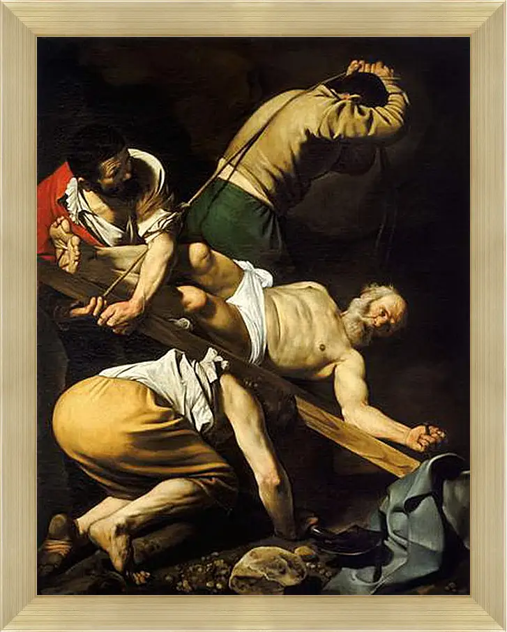 Картина в раме - Crucifixion of Saint Peter. Микеланджело Караваджо