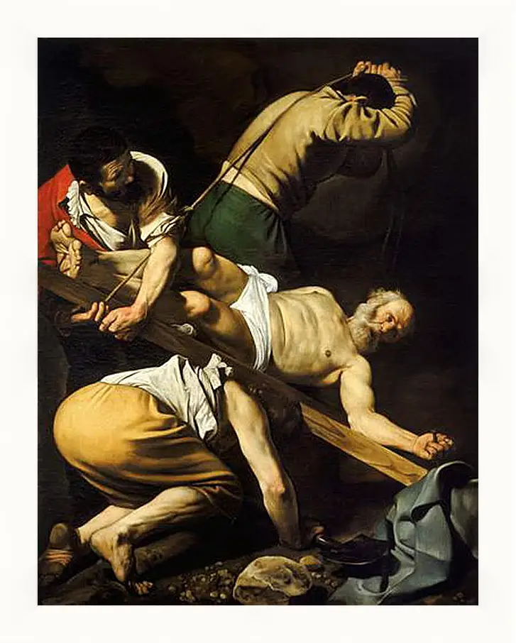 Картина в раме - Crucifixion of Saint Peter. Микеланджело Караваджо