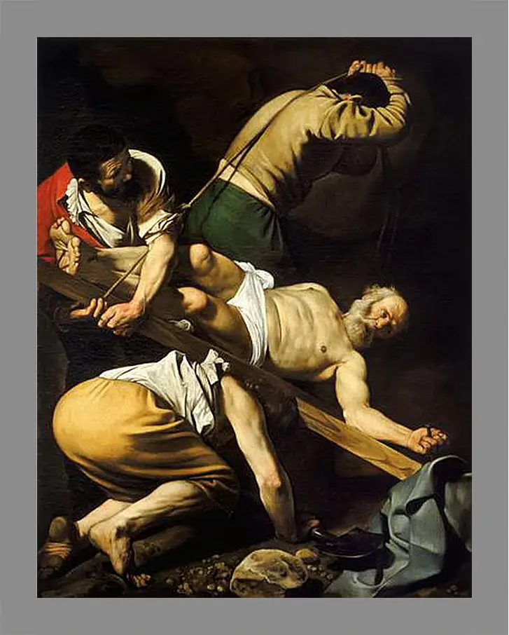 Картина в раме - Crucifixion of Saint Peter. Микеланджело Караваджо