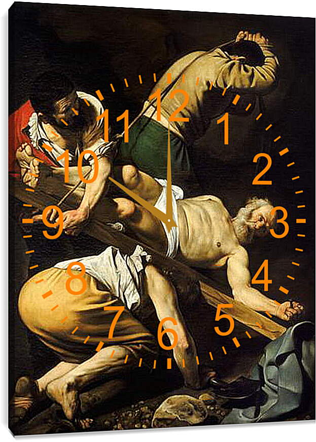 Часы картина - Crucifixion of Saint Peter. Микеланджело Караваджо
