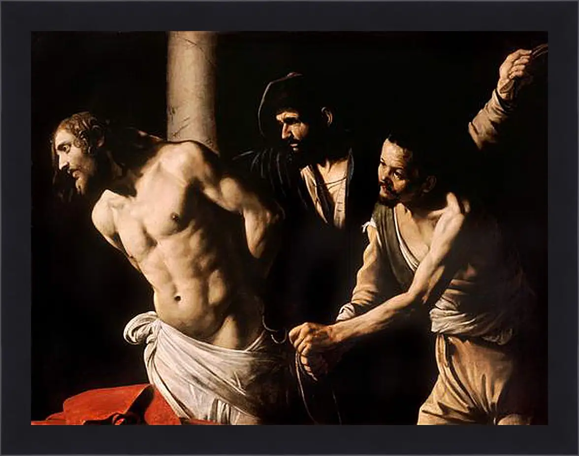 Картина в раме - Christ at the Column. Микеланджело Караваджо