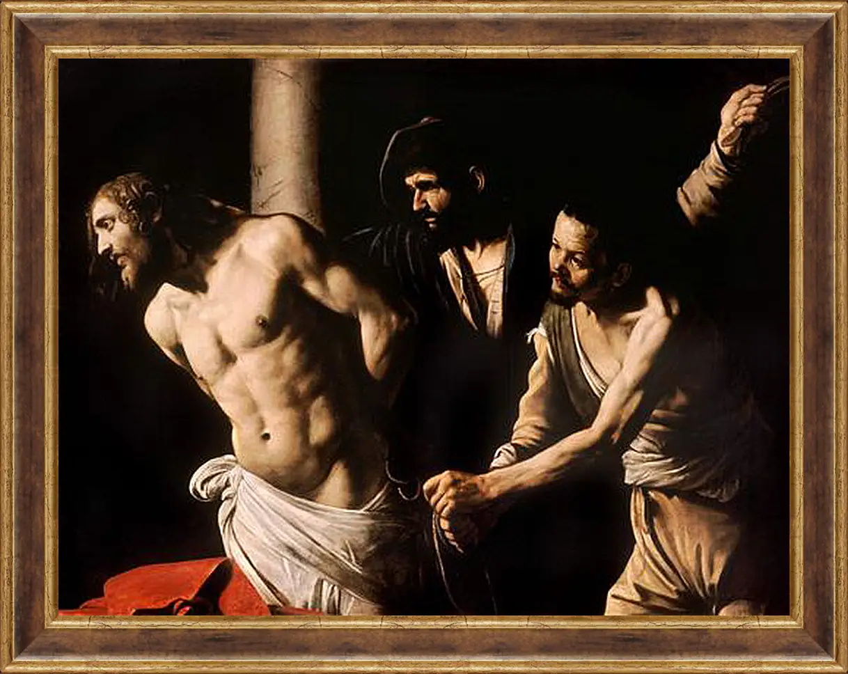 Картина в раме - Christ at the Column. Микеланджело Караваджо