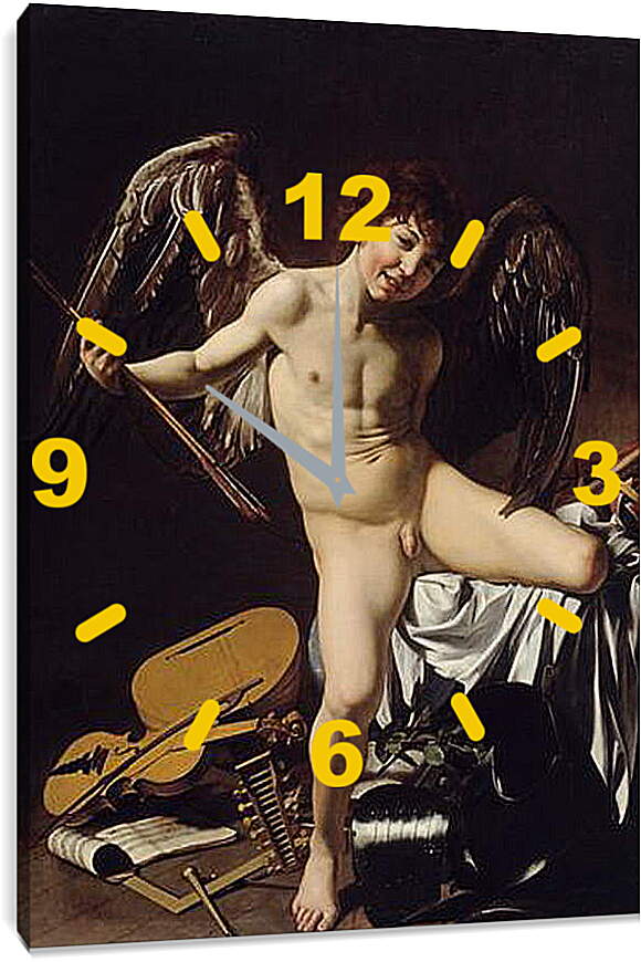 Часы картина - Cupid as Victor. Микеланджело Караваджо
