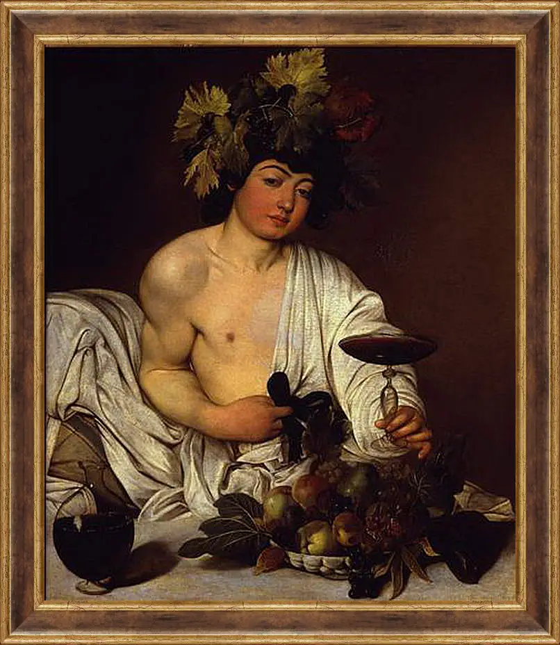 Картина в раме - The adolescent Bacchus. Микеланджело Караваджо