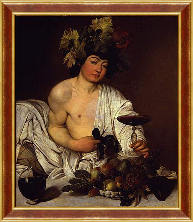 Картина в раме - The adolescent Bacchus. Микеланджело Караваджо

