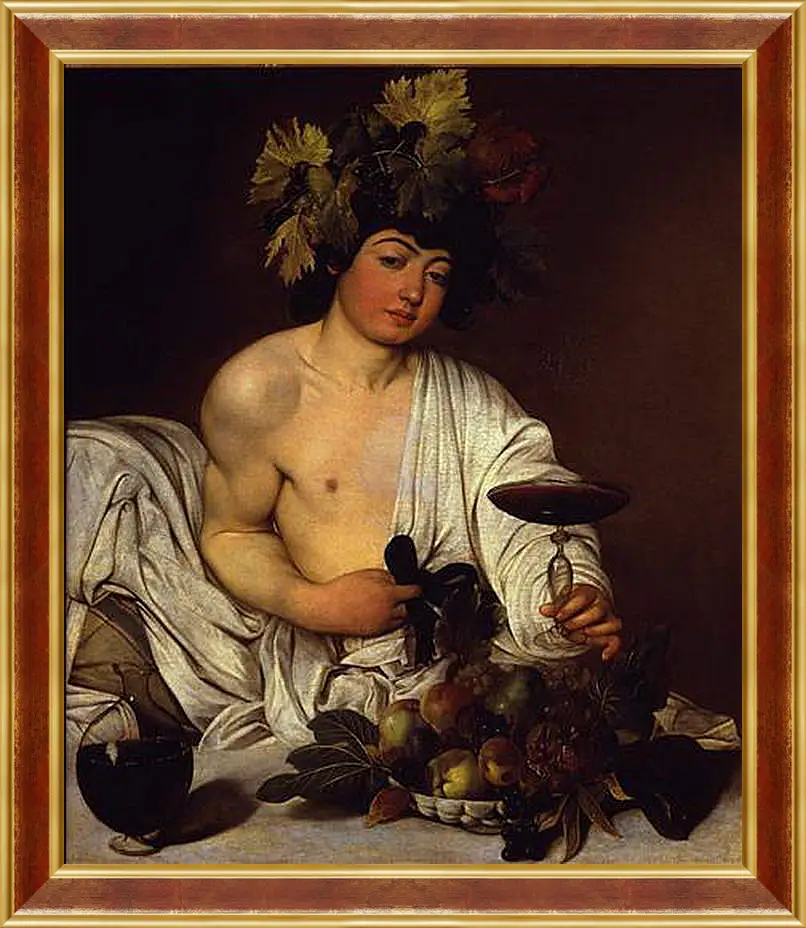 Картина в раме - The adolescent Bacchus. Микеланджело Караваджо
