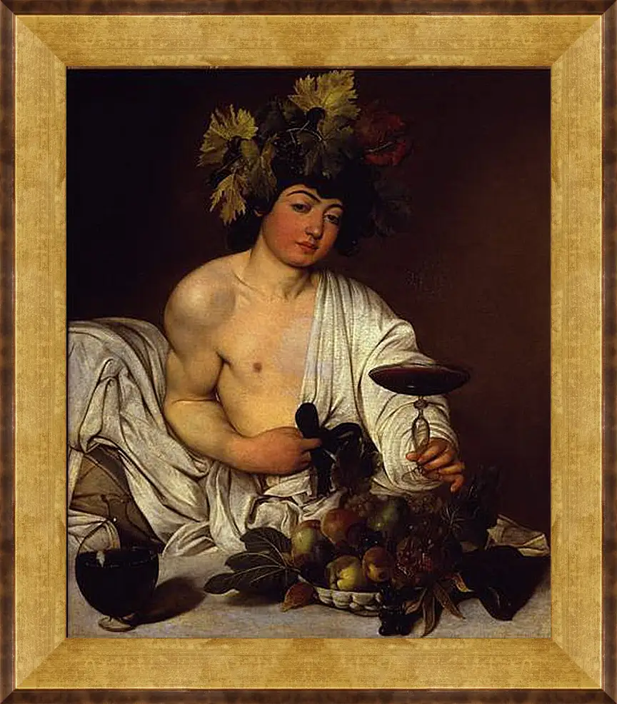 Картина в раме - The adolescent Bacchus. Микеланджело Караваджо