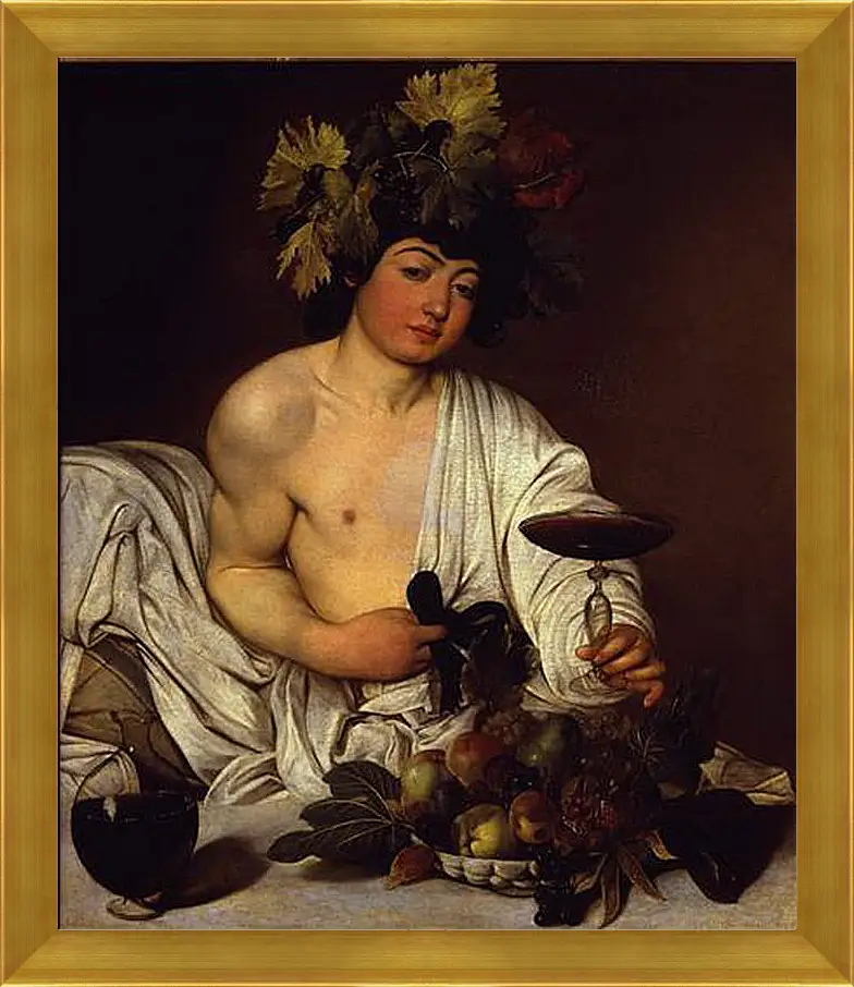 Картина в раме - The adolescent Bacchus. Микеланджело Караваджо
