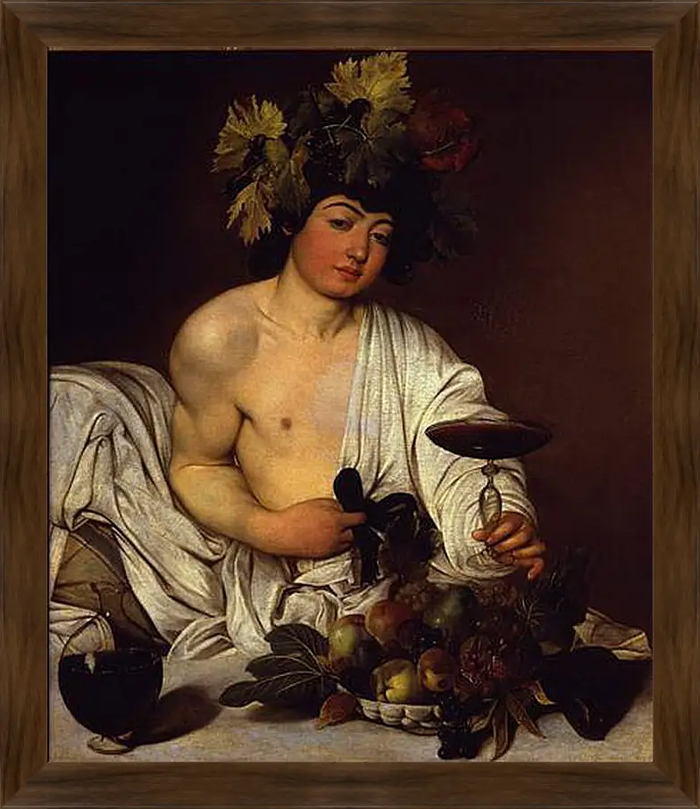 Картина в раме - The adolescent Bacchus. Микеланджело Караваджо
