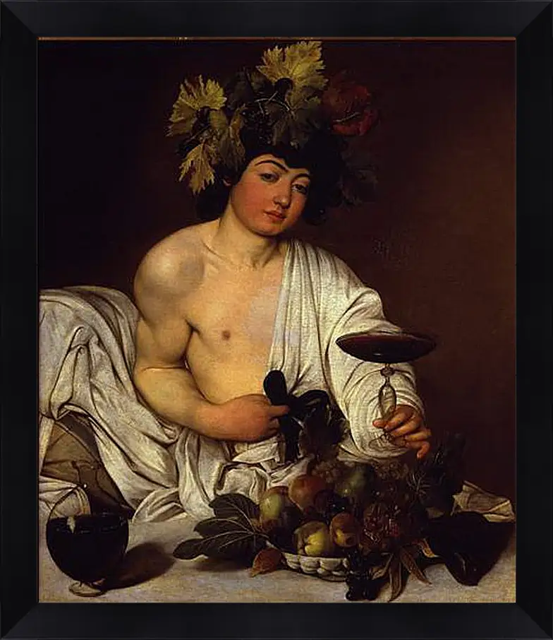Картина в раме - The adolescent Bacchus. Микеланджело Караваджо