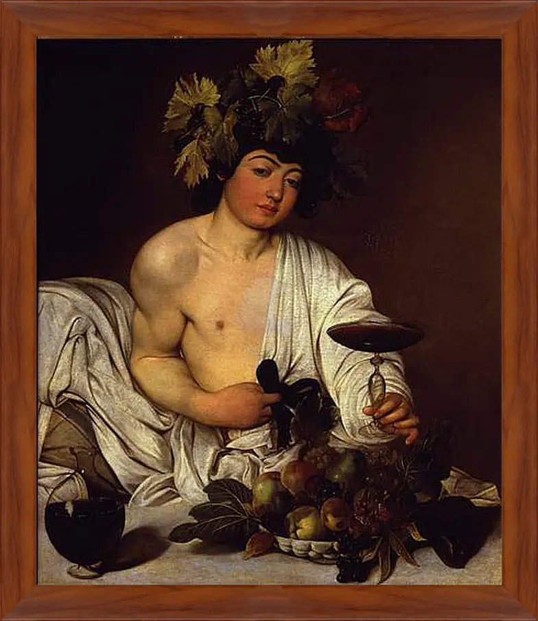 Картина в раме - The adolescent Bacchus. Микеланджело Караваджо