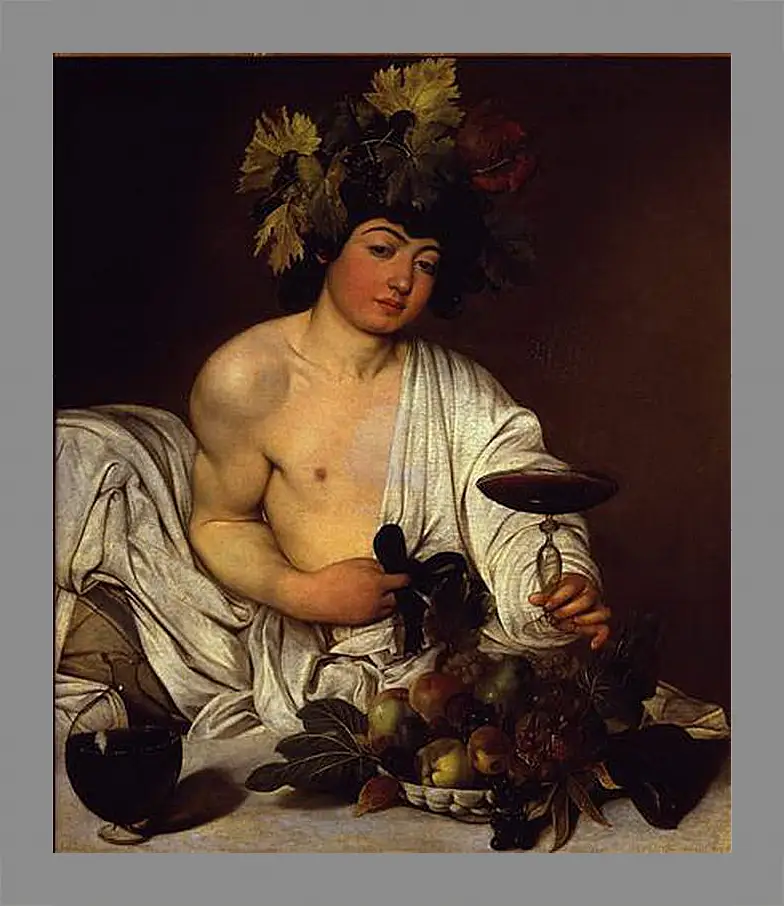 Картина в раме - The adolescent Bacchus. Микеланджело Караваджо