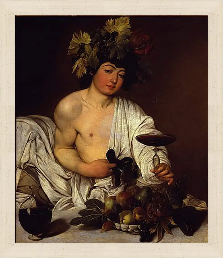 Картина в раме - The adolescent Bacchus. Микеланджело Караваджо