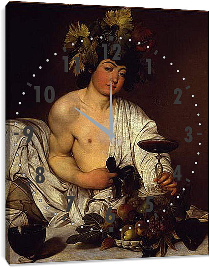 Часы картина - The adolescent Bacchus. Микеланджело Караваджо
