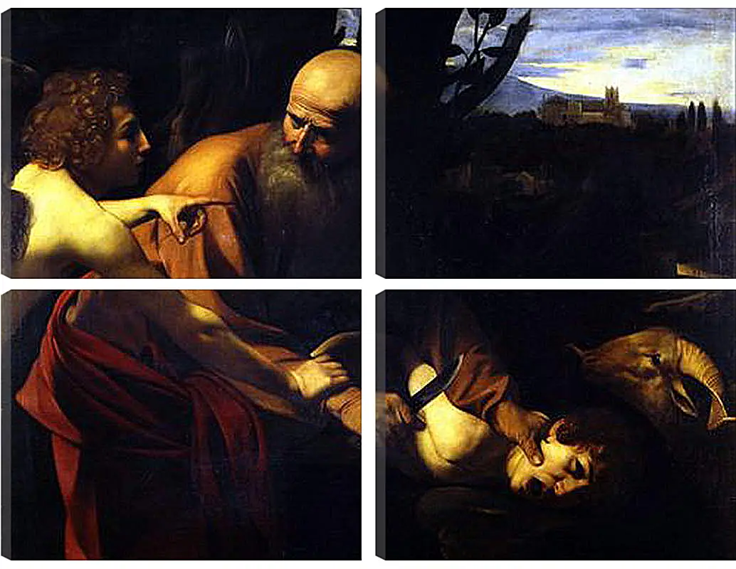 Модульная картина - Sacrifice of Isaak. Микеланджело Караваджо