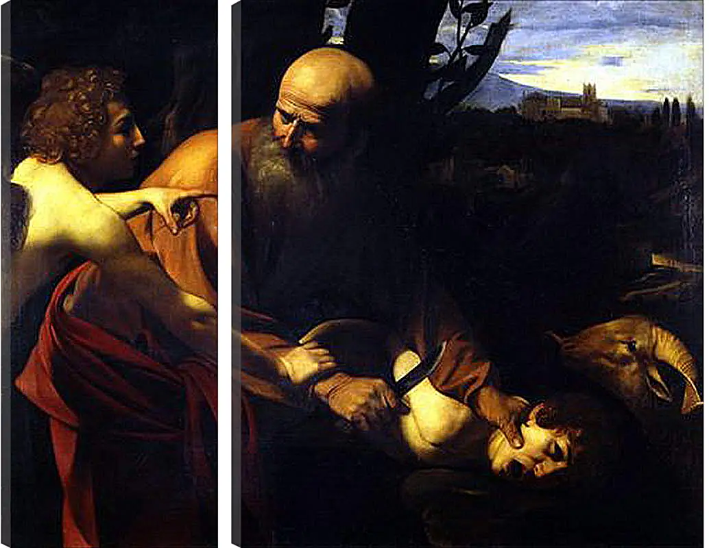 Модульная картина - Sacrifice of Isaak. Микеланджело Караваджо