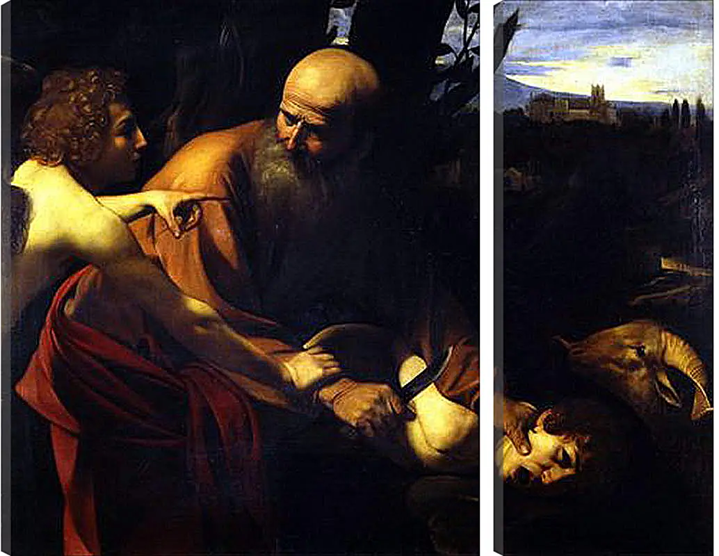 Модульная картина - Sacrifice of Isaak. Микеланджело Караваджо