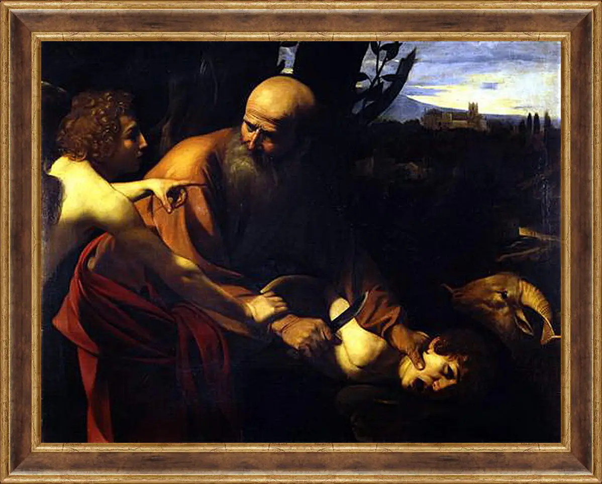 Картина в раме - Sacrifice of Isaak. Микеланджело Караваджо